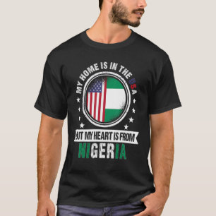 Camiseta American Nigerian Flag Heart Da Nigéria American