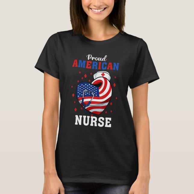 Camiseta American Nurse For Memorial Day and 4th of July (Frente)