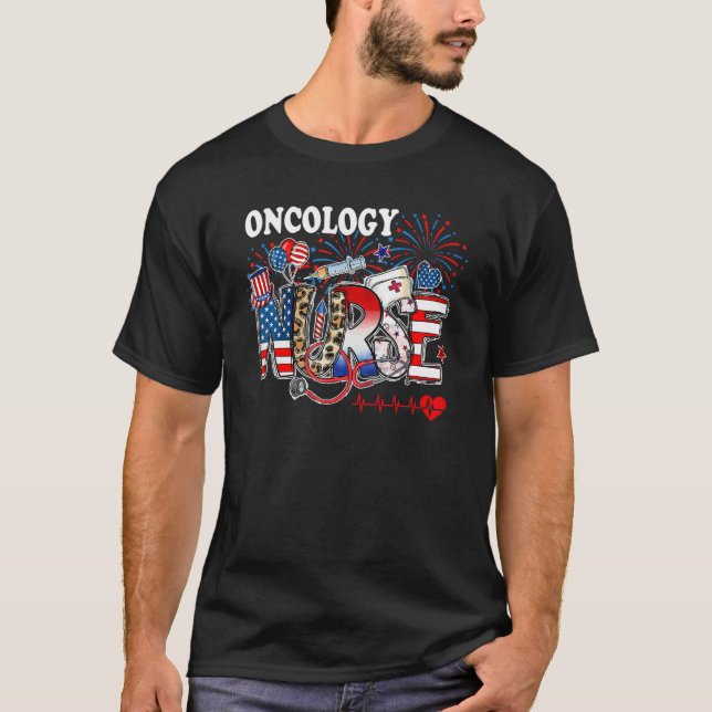 Camiseta American Oncology Nurse 4th of July Nurse Stethosc (Frente)