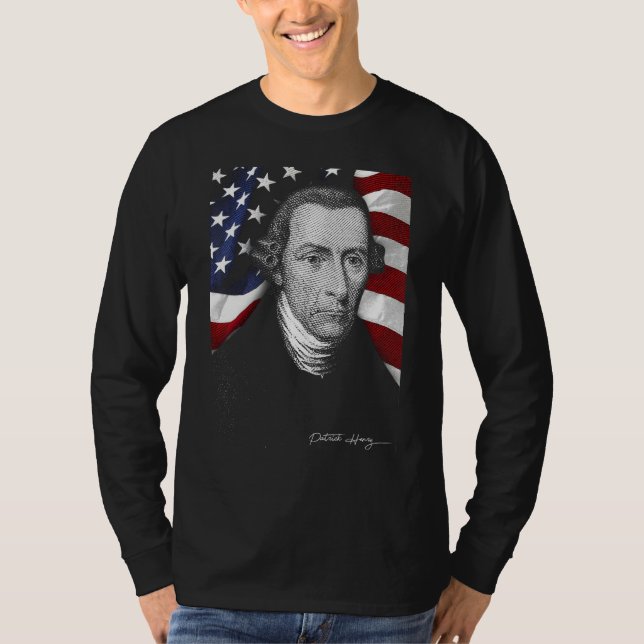 Camiseta American patrick henry Eyes Flag Country (Frente)