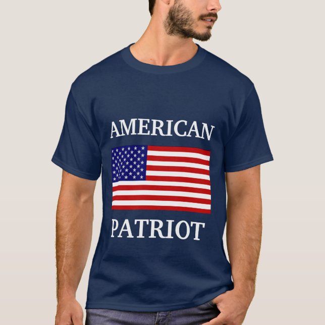 Camiseta American Patriot Flag Mens Blue T-shirt Marinho (Frente)