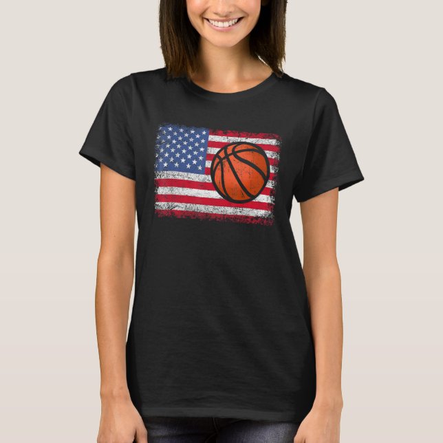 Camiseta American Patriotic Basketball 4th Of July US Flag  (Frente)
