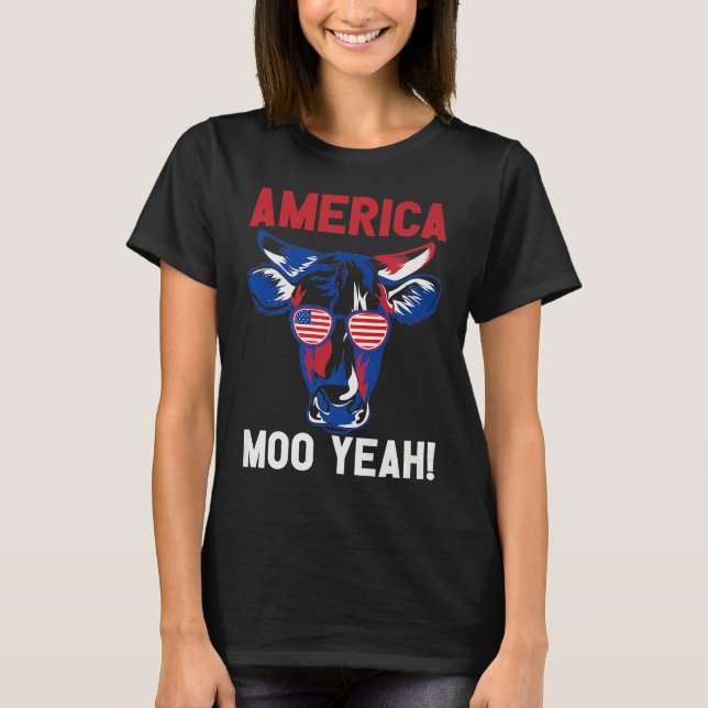 Camiseta American Patriotic Decoration Moo Yeah Premium (Frente)