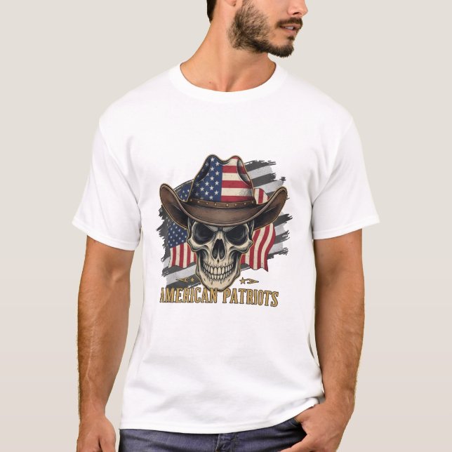 Camiseta American Patriots Vintage Skull Flag (Frente)
