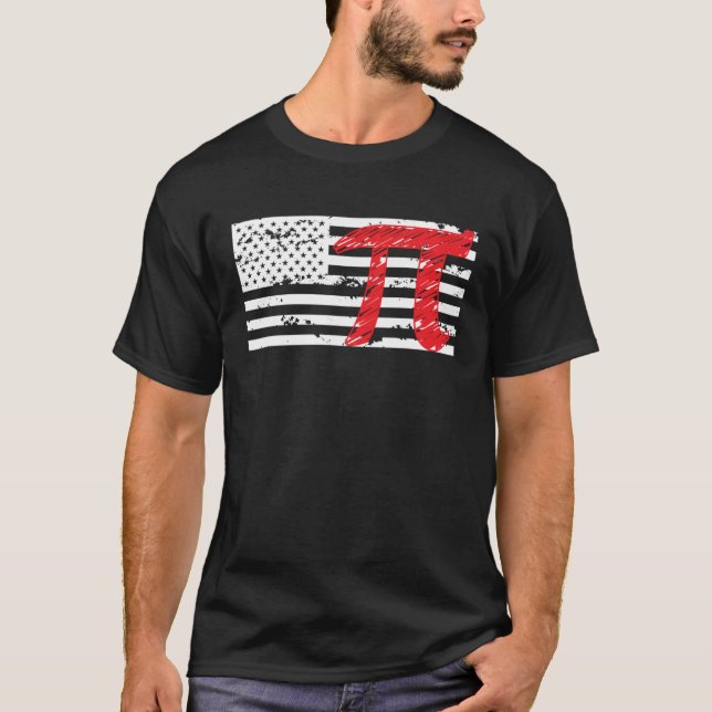 Camiseta American Pi US Flag Pi Day Infinate Number (Frente)
