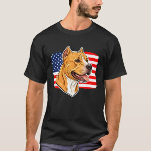 Camiseta American Pit Bull Terrier engraçado com bandeira d