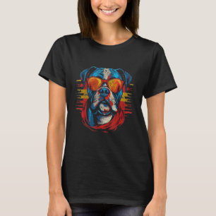 Camiseta American Pit Bull Terrier Engraçado Usando Óculos
