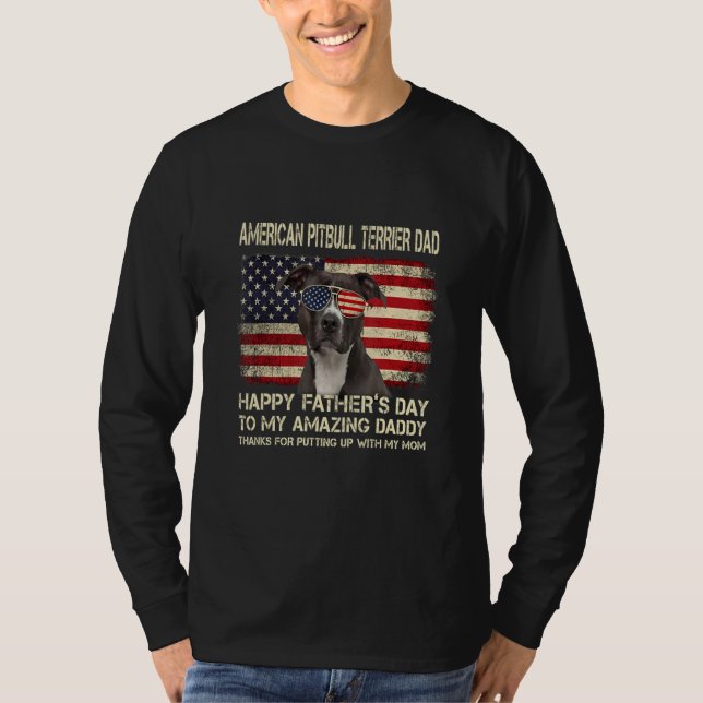 Camiseta American Pit Bull Terrier Pai Happy Dia de os pais (Frente)