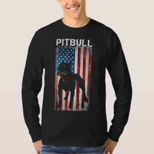 Camiseta American Pit Bull Terrier Usa Flag Patriótico Dog