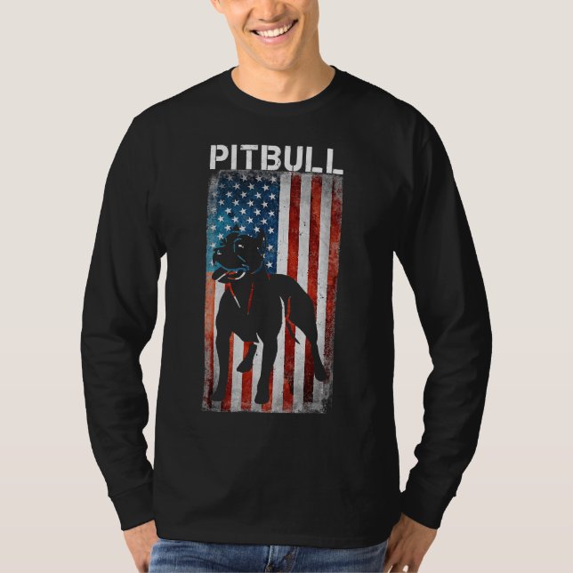 Camiseta American Pit Bull Terrier Usa Flag Patriótico Dog  (Frente)