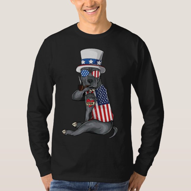 Camiseta American Pitbull Dog Merica 4 De Julho S Americano (Frente)