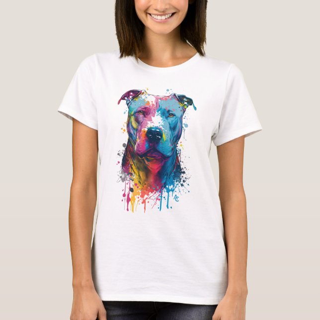 Camiseta American Pitbull - Splash de Tinta de Grafite (Frente)