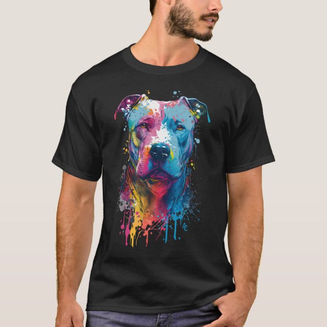 Camiseta American Pitbull - Splash de Tinta de Grafite (Frente)