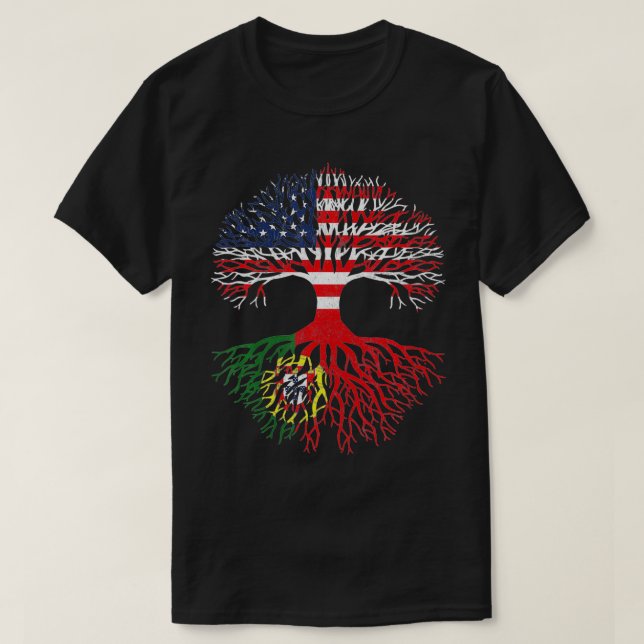 Camiseta American Portuguese Portugal Roots  (Frente do Design)