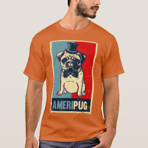 Camiseta American Pug Dog Tophat Bowtie 4 de julho EUA