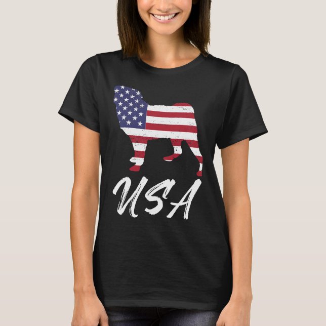 Camiseta American Pug USA Flag TShirt para Pug Lovers Essen (Frente)