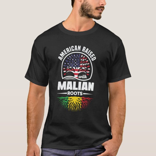Camiseta American Raised With Malian Roots Mali Malian Mali (Frente)