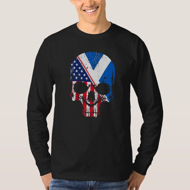 Camiseta American Raised With Scottish Roots Skull Idea & U (Frente)