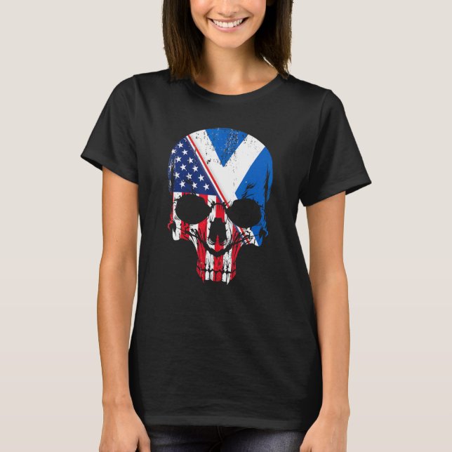Camiseta American Raised With Scottish Roots Skull Idea & U (Frente)