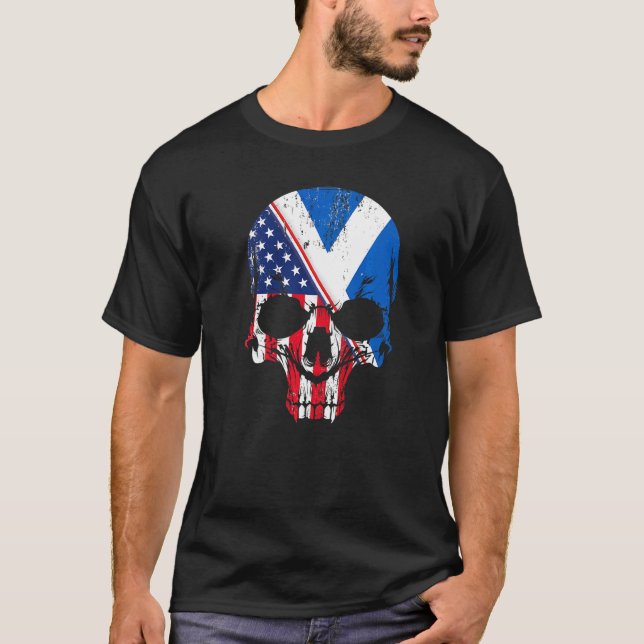 Camiseta American Raised With Scottish Roots Skull Idea & U (Frente)