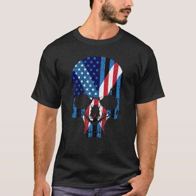 Camiseta American Raised With Scottish Roots Skull Idea & U (Frente)