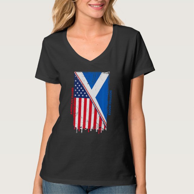 Camiseta American Raised With Scottish Roots With Scotland  (Frente)