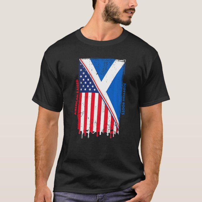 Camiseta American Raised With Scottish Roots With Scotland  (Frente)