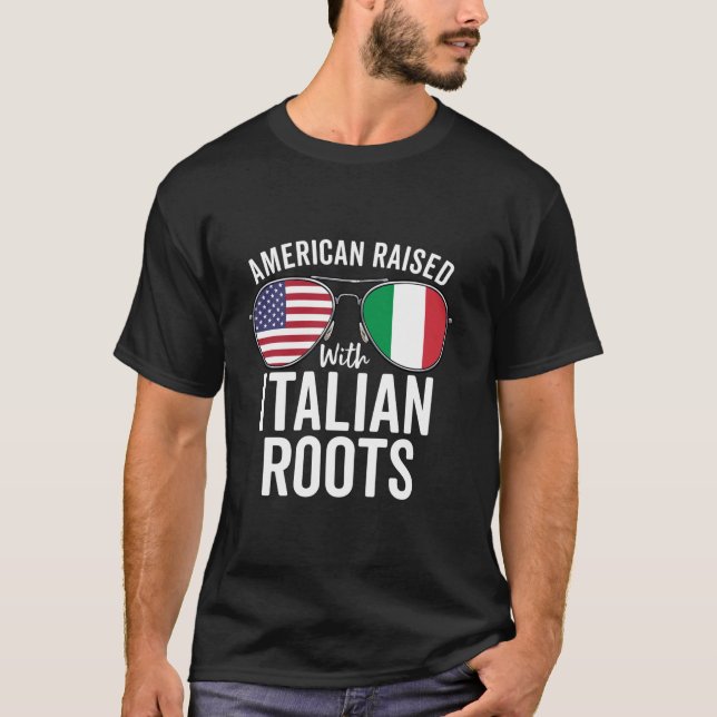 Camiseta American Raízes Italianas USA Bandeira Itália (Frente)