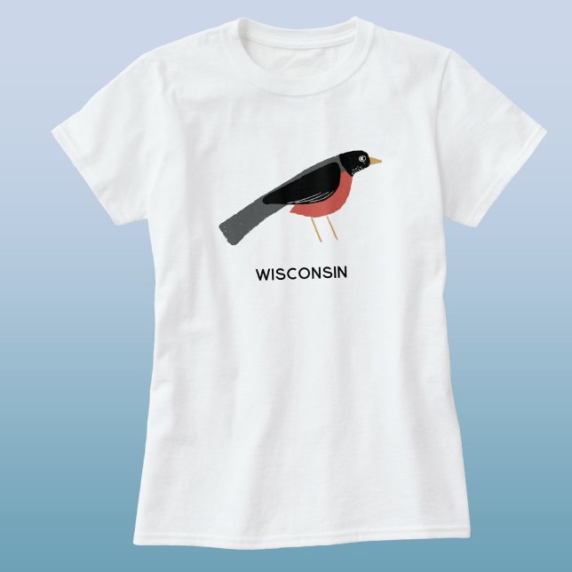 Camiseta American Robin Art Wisconsin Custom Text (American Robin Wisconsin custom name text or quote state bird t-shirt)