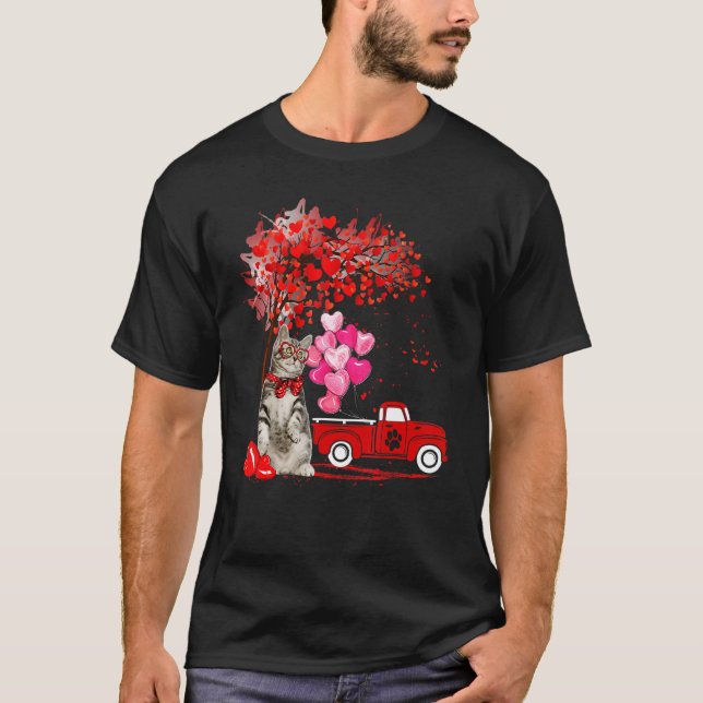 Camiseta American Shorthair Cat Lover Funny Heart Tree Vale (Frente)