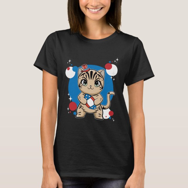 Camiseta American Shorthair Cat With Football 4th Of July (Frente)