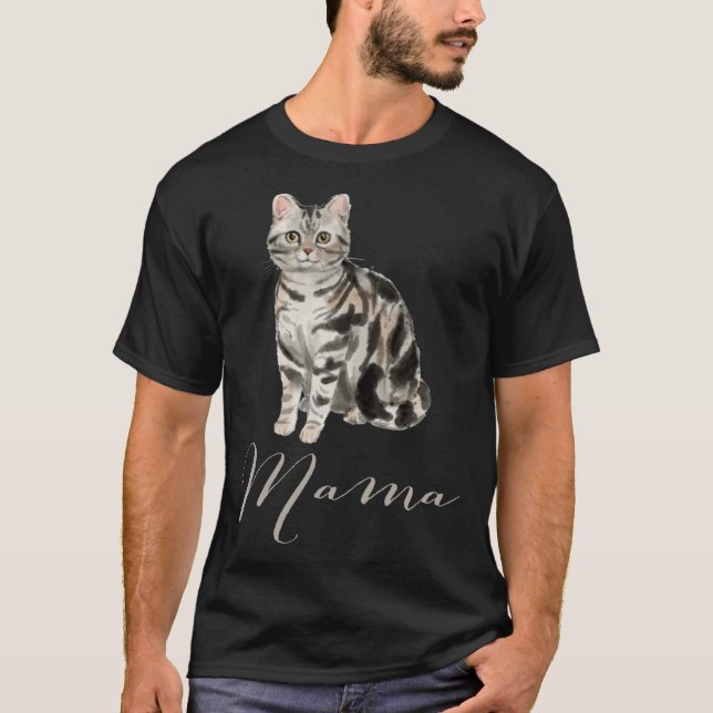 Camiseta American Shorthair Gray Tabby Cat Mama  Cat Mom Pr (Frente)