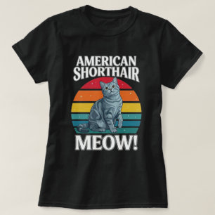 Camiseta American Shorthair Retro Pôr do Sol Meow