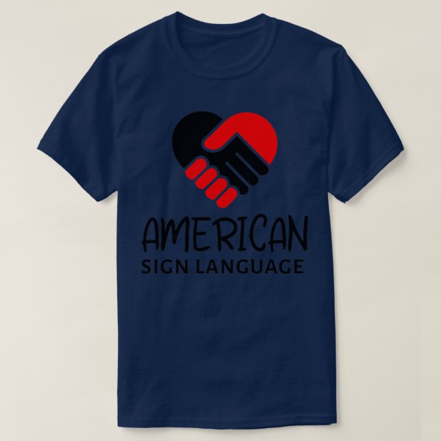 Camiseta American Sign Language ASL design with heart hands (Frente do Design)