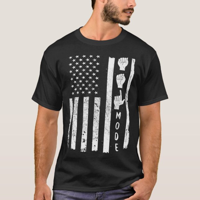 Camiseta American Sign Language ASL USA Flag (Frente)