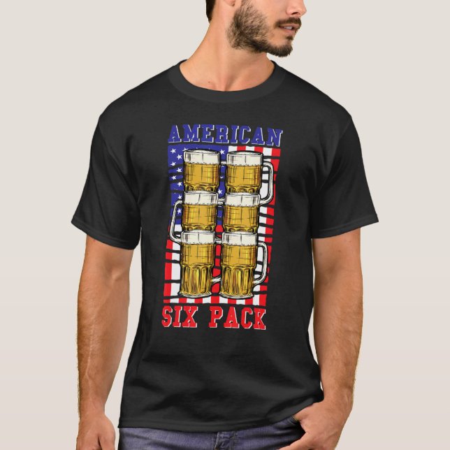 Camiseta American Six Pack USA Flag Beer (Frente)