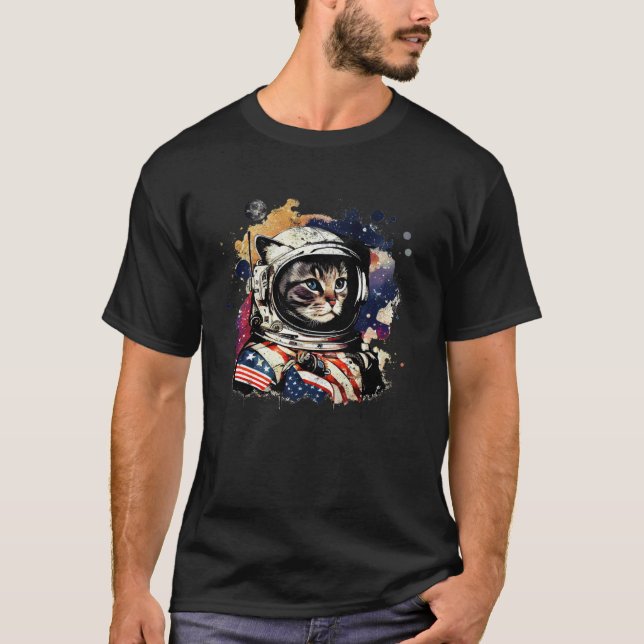 Camiseta american space cat astronaut space cat cosmic (Frente)