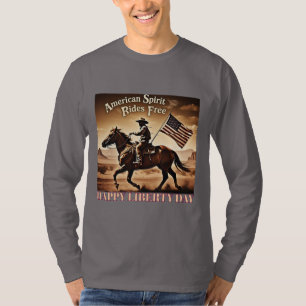 Camiseta "American Spirit Rides Free" - Bandeira do Cowboy