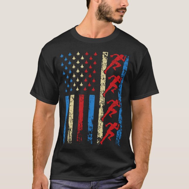 Camiseta American Sports Flag 4th Of July Track And Field A (Frente)