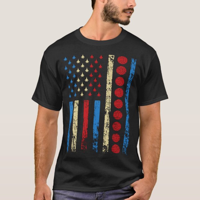 Camiseta American Sports Flag 4th Of July Volleyball Athlet (Frente)