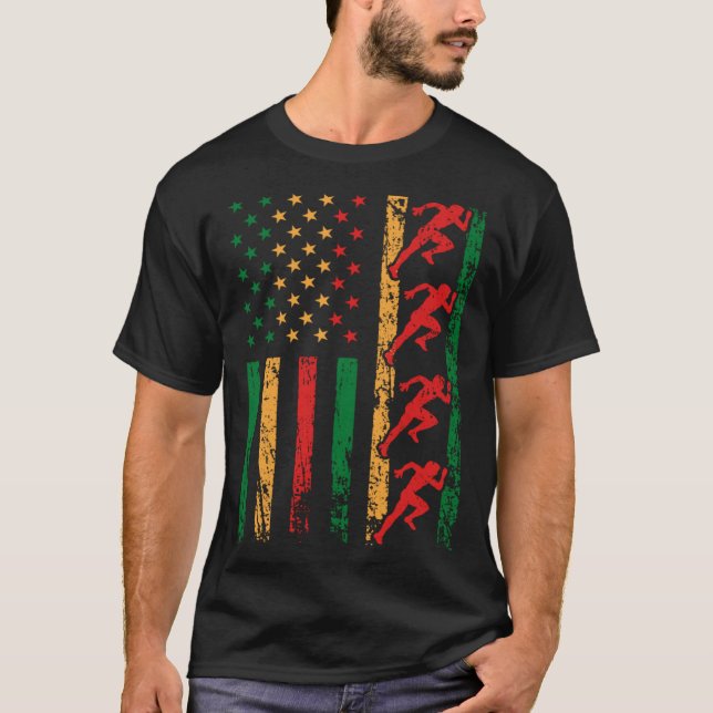Camiseta American Sports Flag Black History Month Track And (Frente)