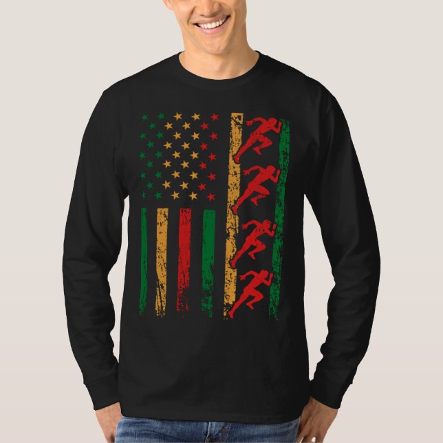Camiseta American Sports Flag Black History Month Track And (Frente)