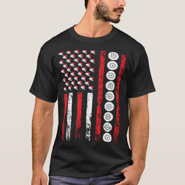 Camiseta American Sports Flag Christmas Athletic Lawn Bowli (Frente)