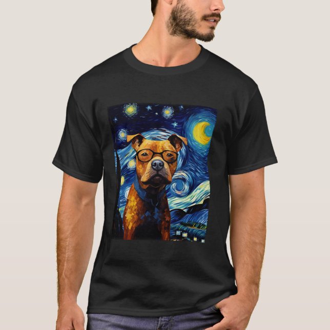 Camiseta American Staffordshire Terrier Dog Starry Night Me (Frente)