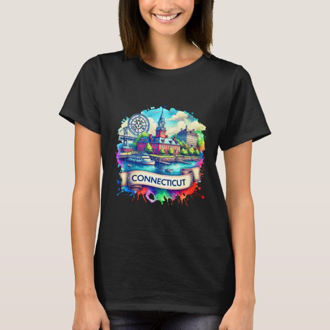 Camiseta American State Map T-Shirts - Connecticut USA map (Frente)