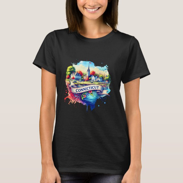 Camiseta American State Map T-Shirts - Connecticut USA map (Frente)
