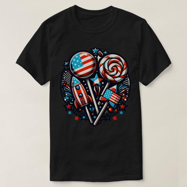 Camiseta American Summer Vibes 4 de julho celebrações com (Frente do Design)