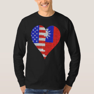 Camiseta American Taiwan Flag Heart