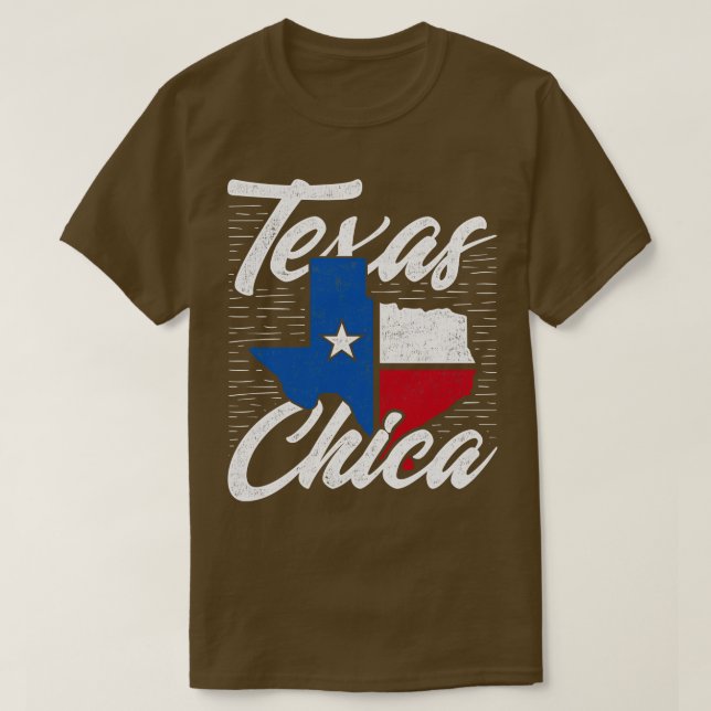 Camiseta American Texas Chica Flag Texan 1 (Frente do Design)