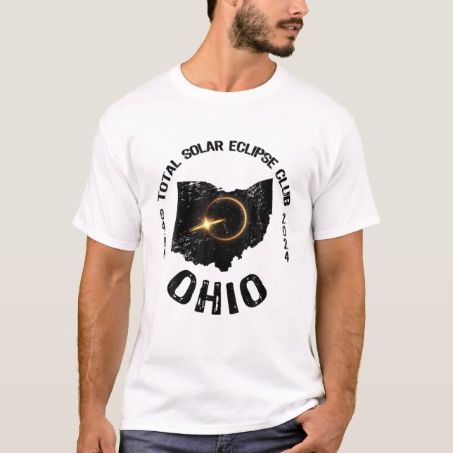 Camiseta American Total Solar Eclipse Ohio 2024 Retro State (Frente)
